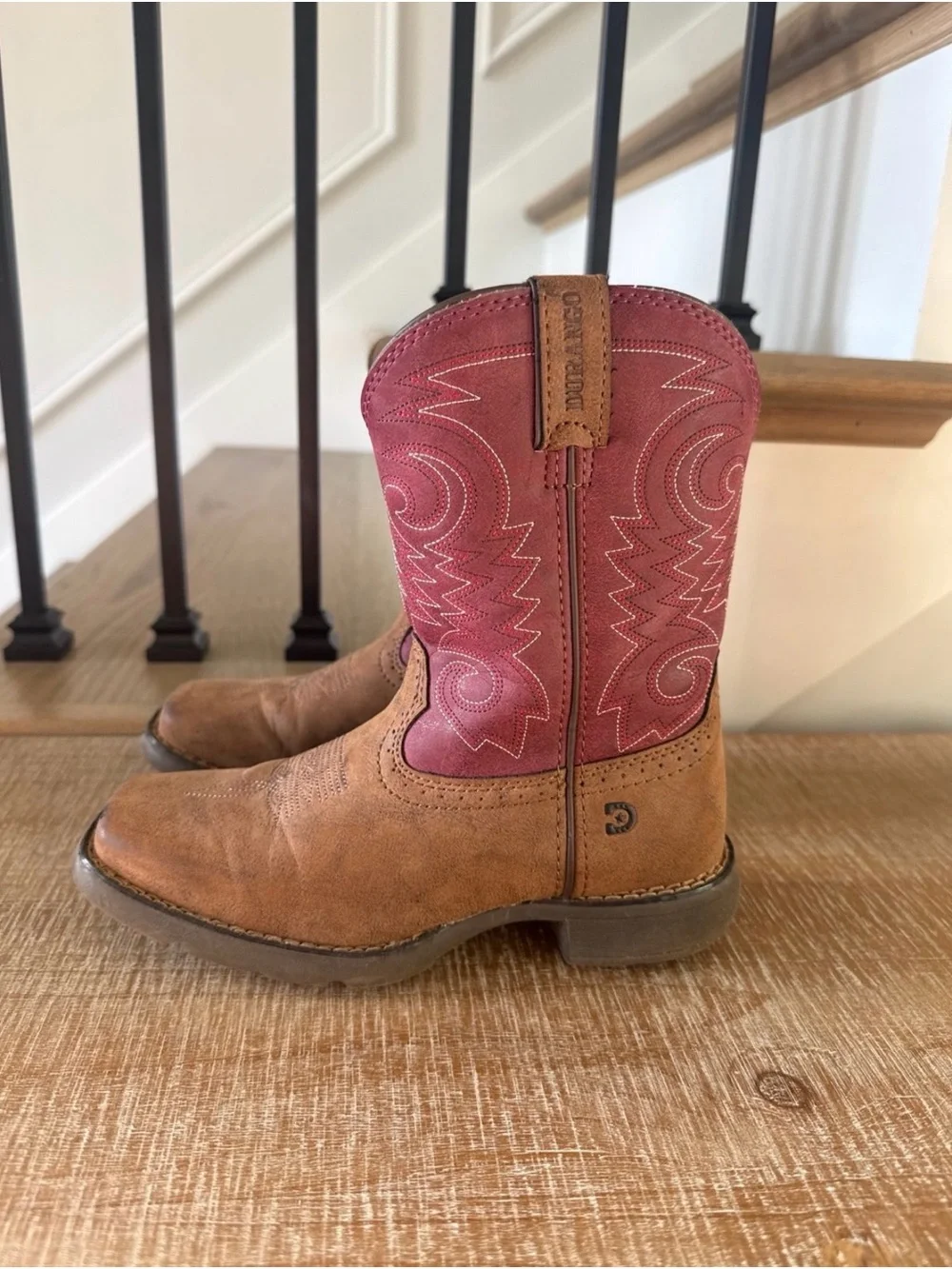 Durango Brown Leather Boot with Pink Accents